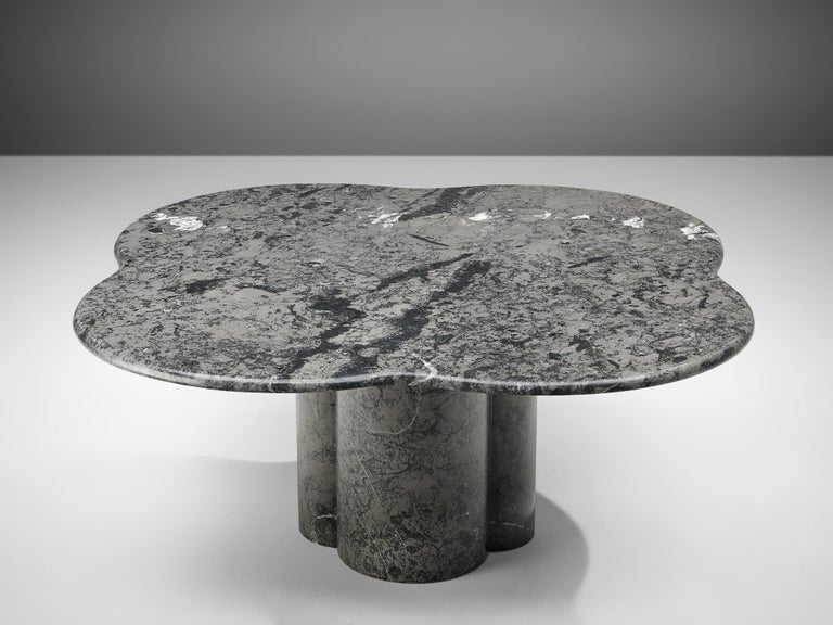 Clover Shaped Coffee Table in Grey Marble