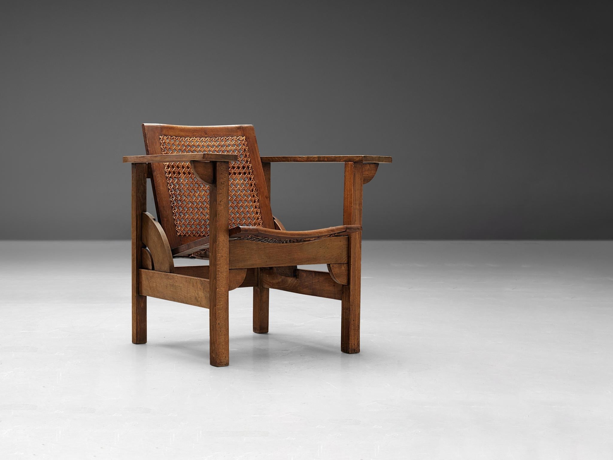 Pierre Dariel 'Hendaye' Armchair in Wood and Cane