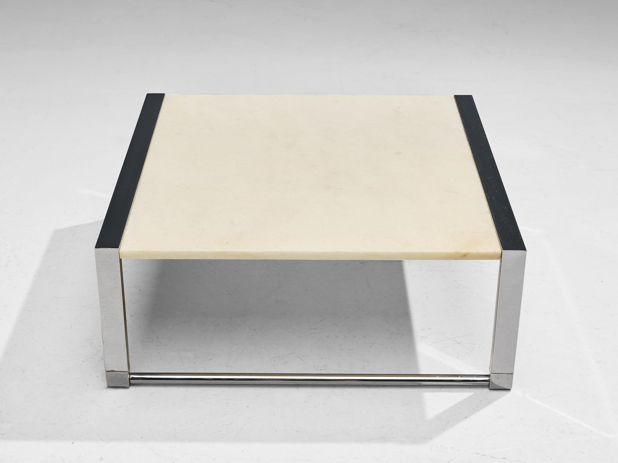 Coffee Table with Marble Top and Chrome Base