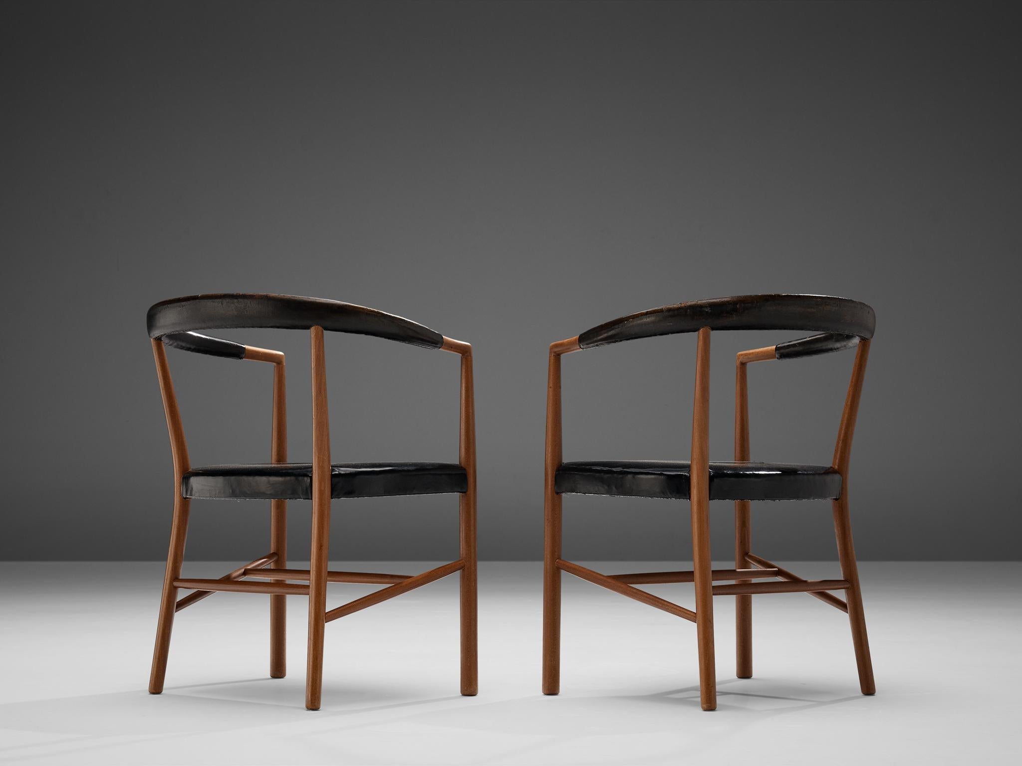 Jacob Kjær 'UN' Set of Four Armchairs with Original Leather