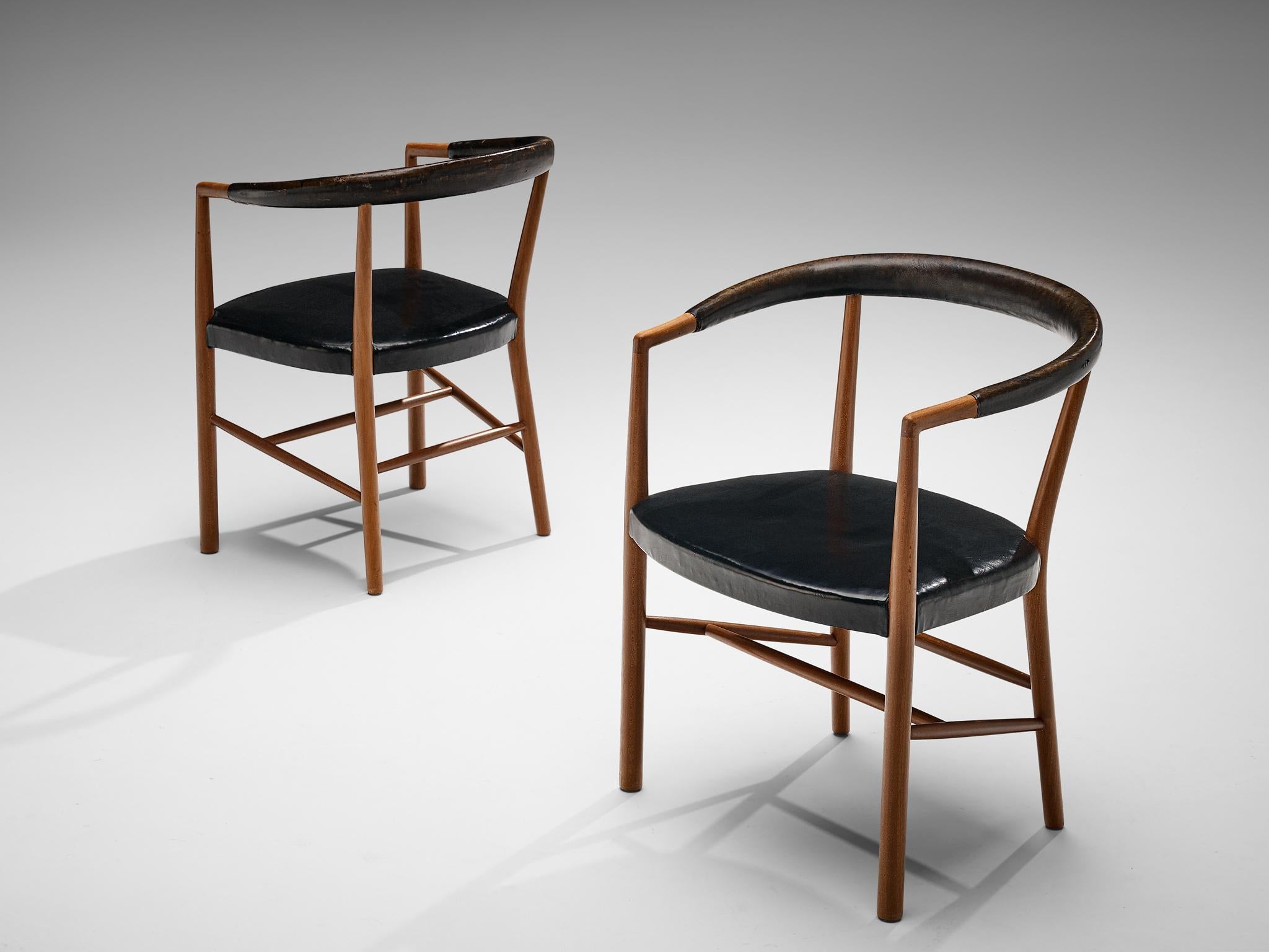Jacob Kjær 'UN' Set of Four Armchairs with Original Leather