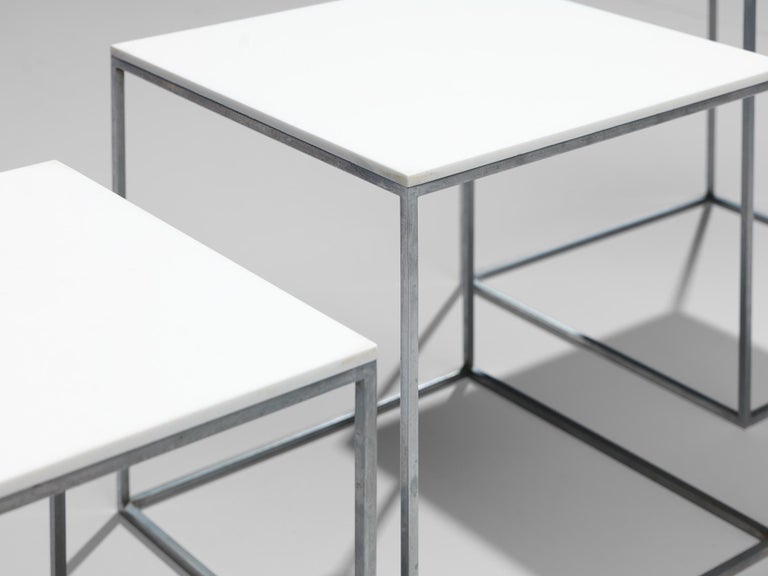 Poul Kjaerholm Set of Nesting Tables in White Perspex and Steel