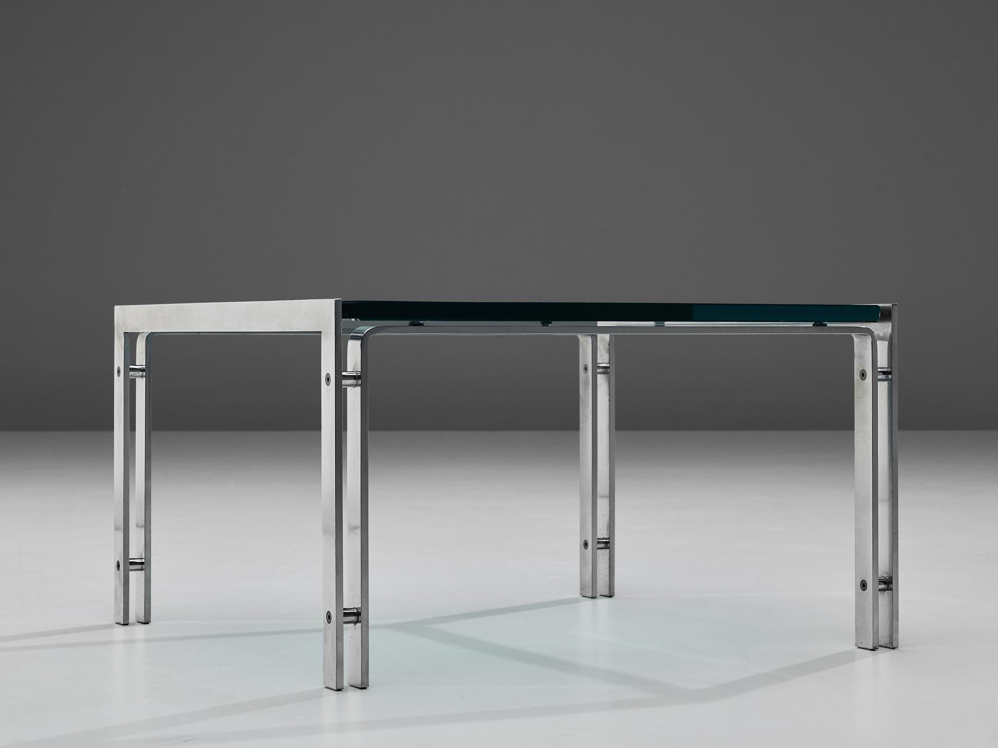 Square Coffee Table in Steel and Glass