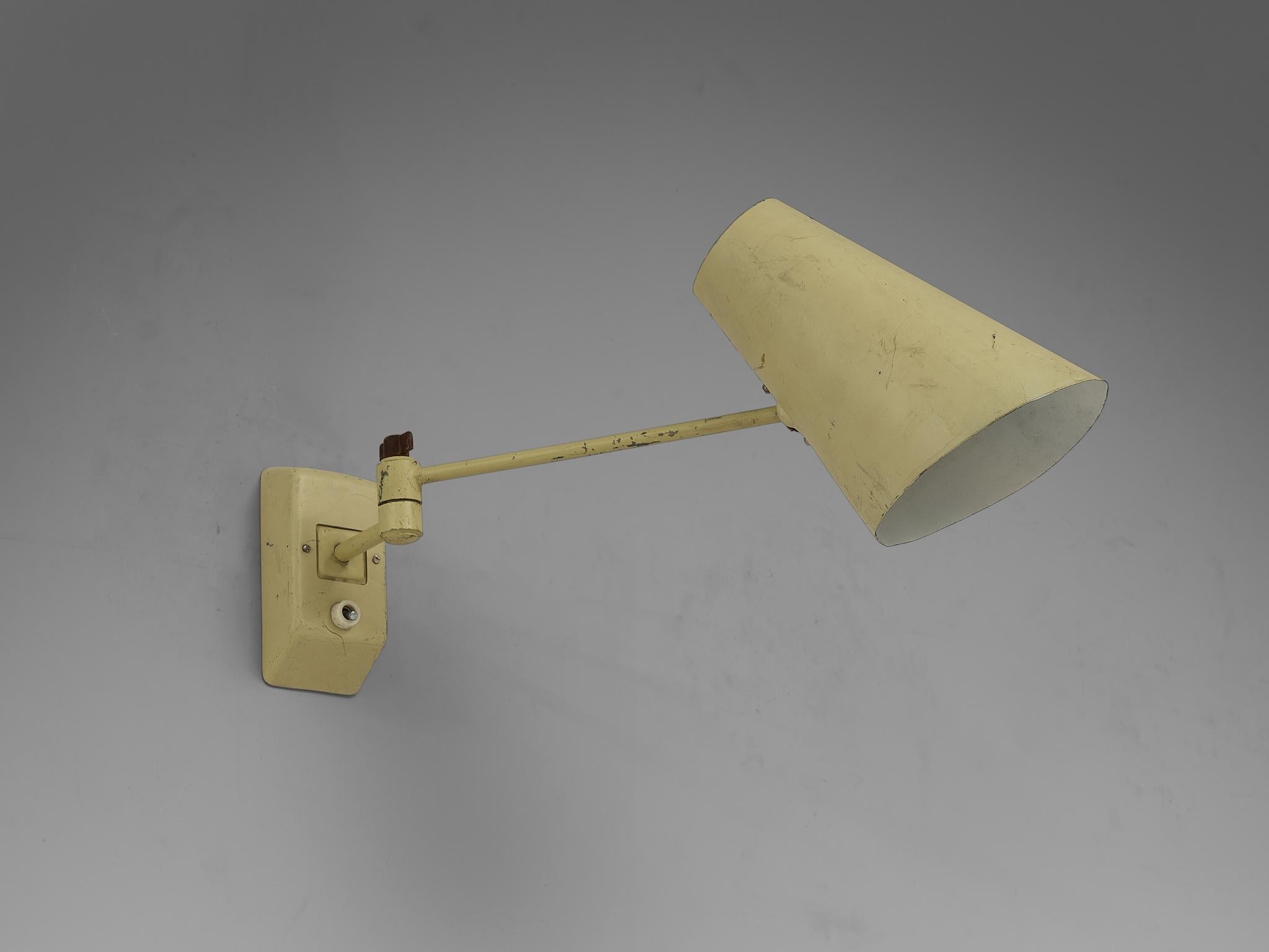 Wall Lights in Pale Yellow Lacquered Metal