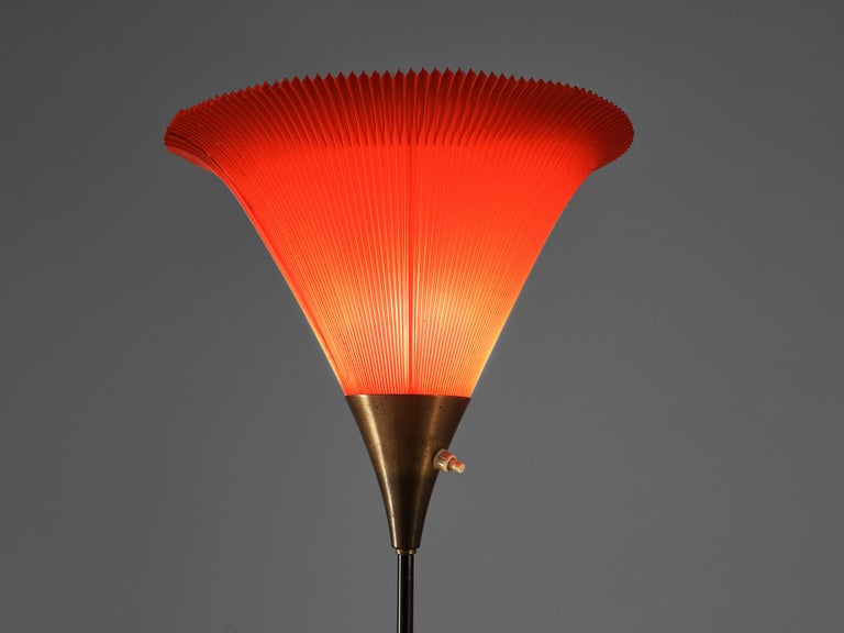 Delicate Floor Lamp with Red Tulip Shade