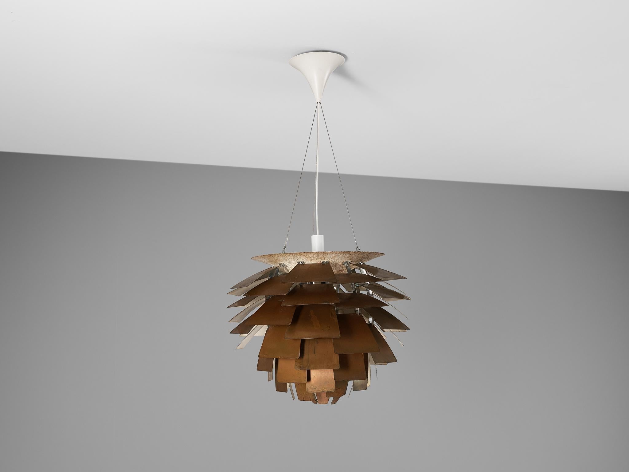 First Edition Poul Henningsen 'Artichoke' Chandelier with Copper Shades