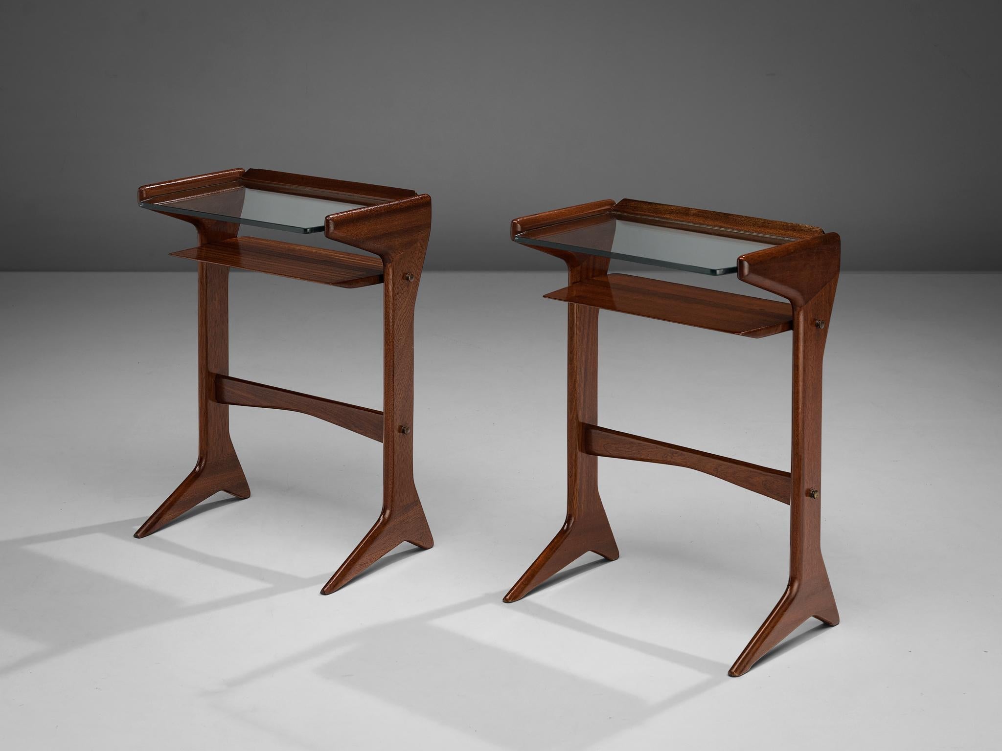Ico Parisi for Angelo de Baggis Pair of Side Tables in Mahogany