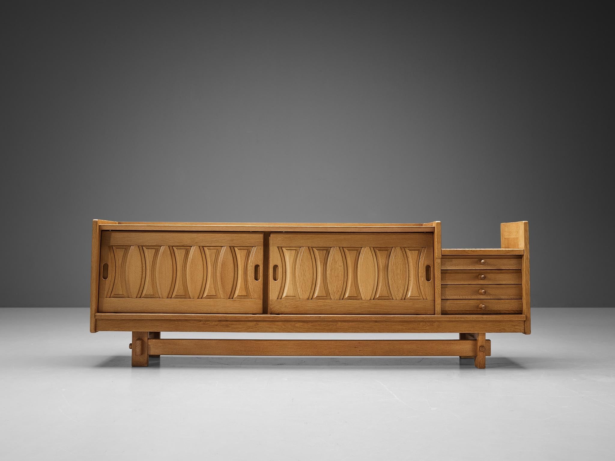 Guillerme & Chambron 'Simon' Sideboard in Solid Oak and Ceramics