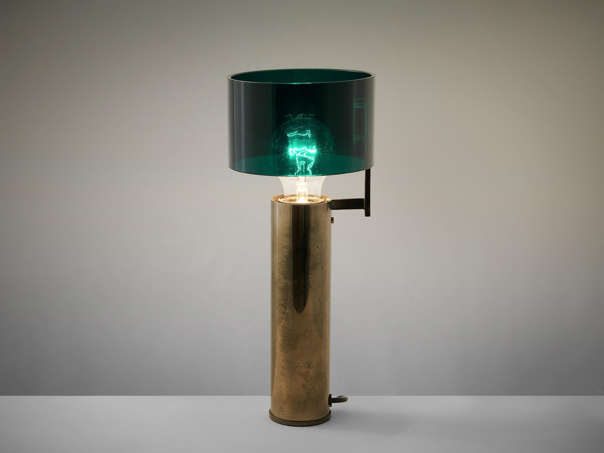 Tito Agnoli for O-Luce Table Lamp in Nickel-Plated Brass and Perspex