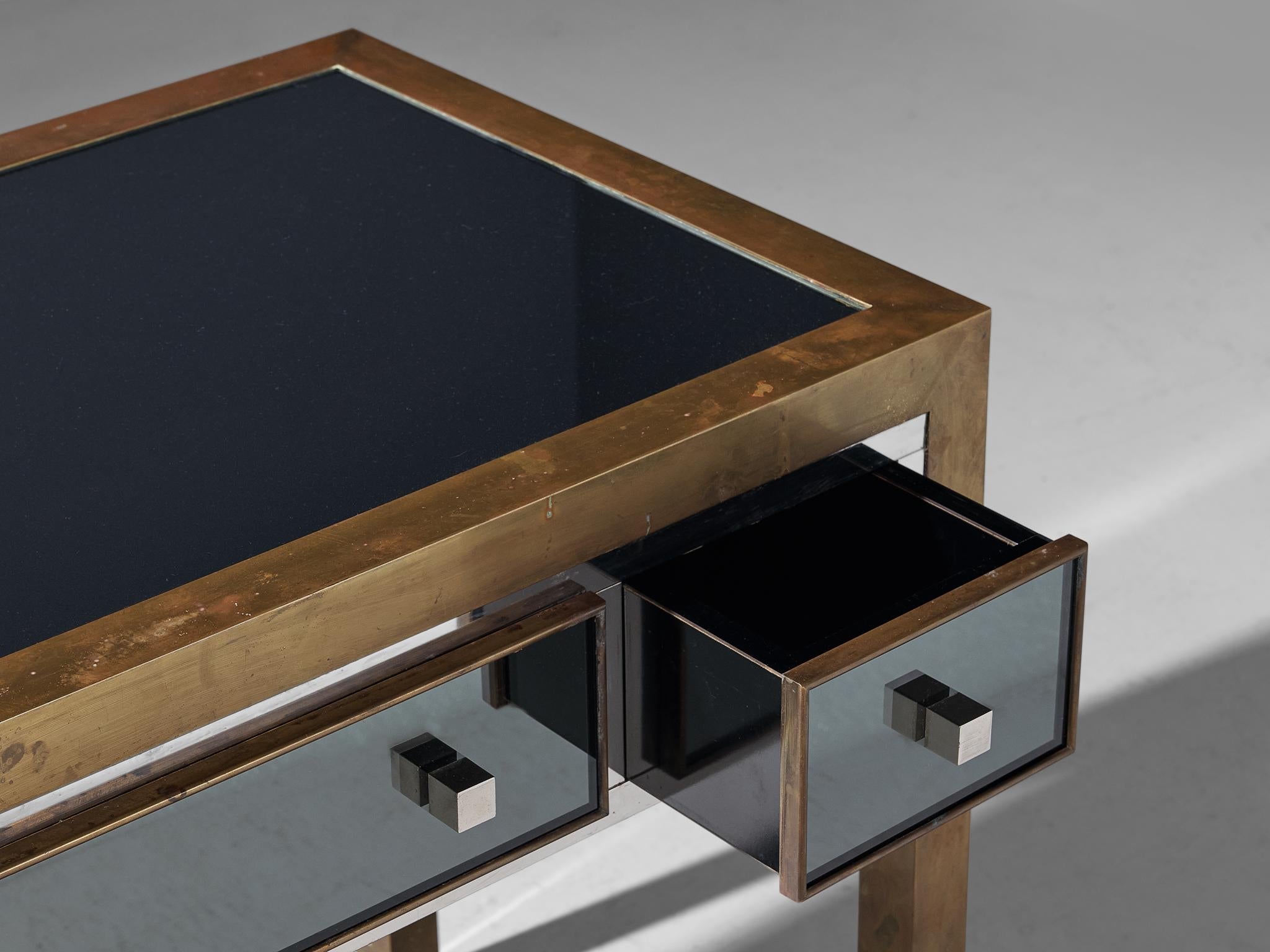 Michel Pigneres Console in Mirrored Glass and Brass