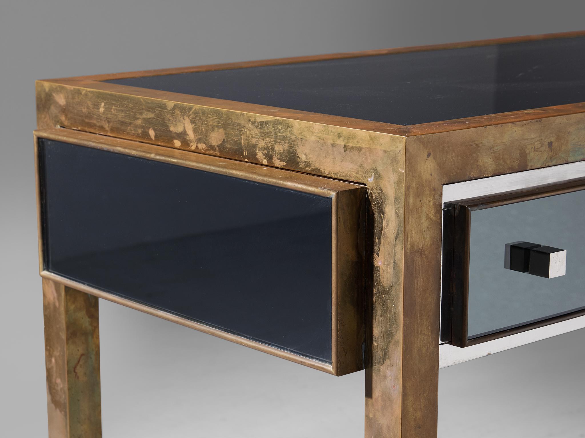 Michel Pigneres Console in Mirrored Glass and Brass