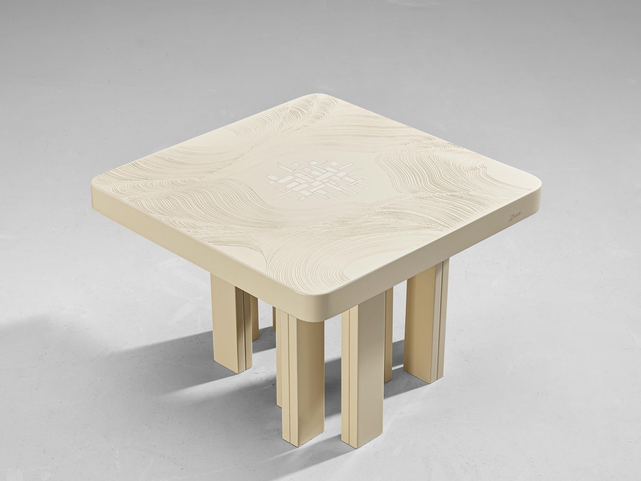 Jean Claude Dresse Pair of Coffee Tables in Resin with Bone Inlay