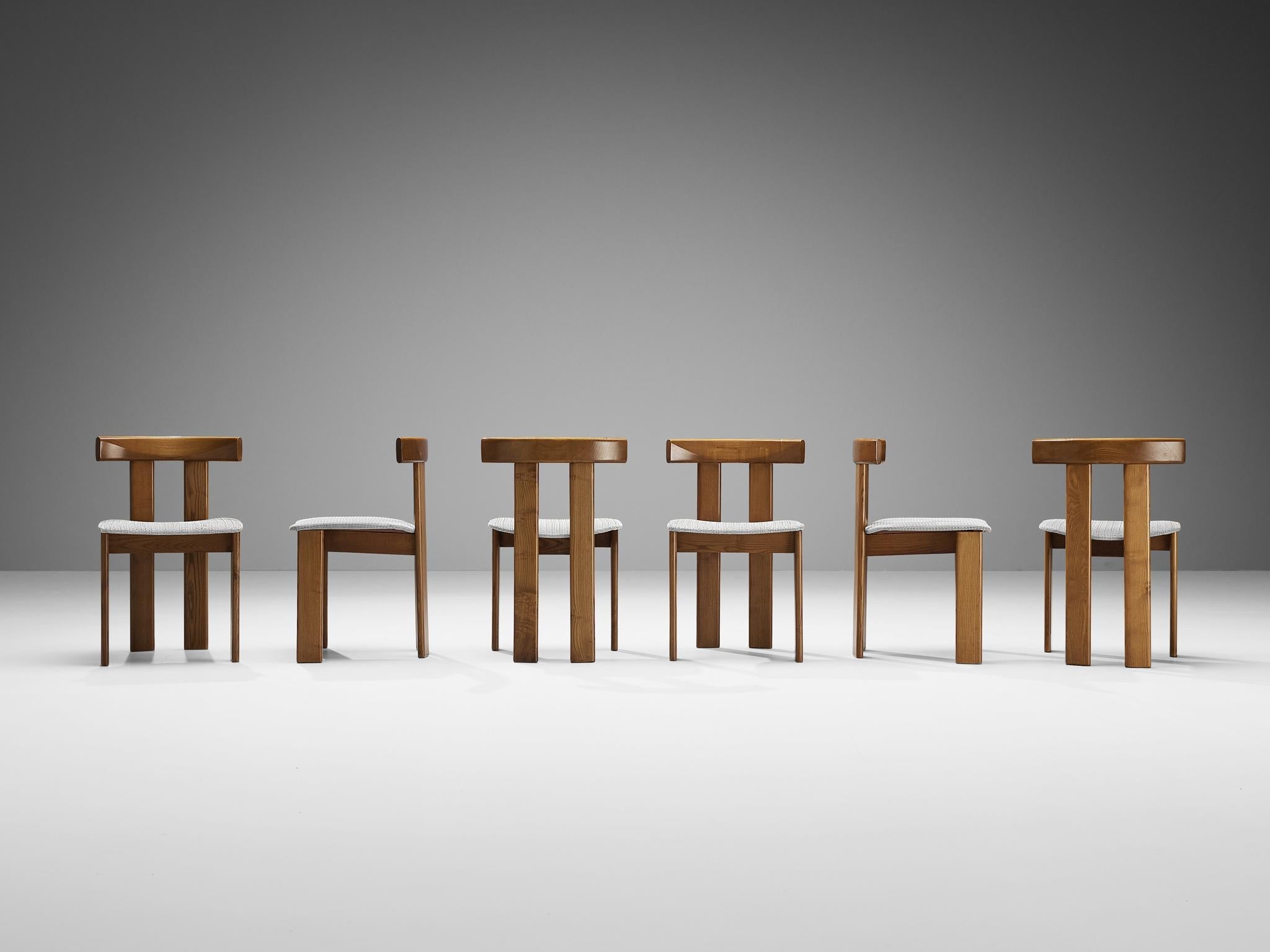 Luigi Vaghi for Former Set of Six Dining Chairs in Ash