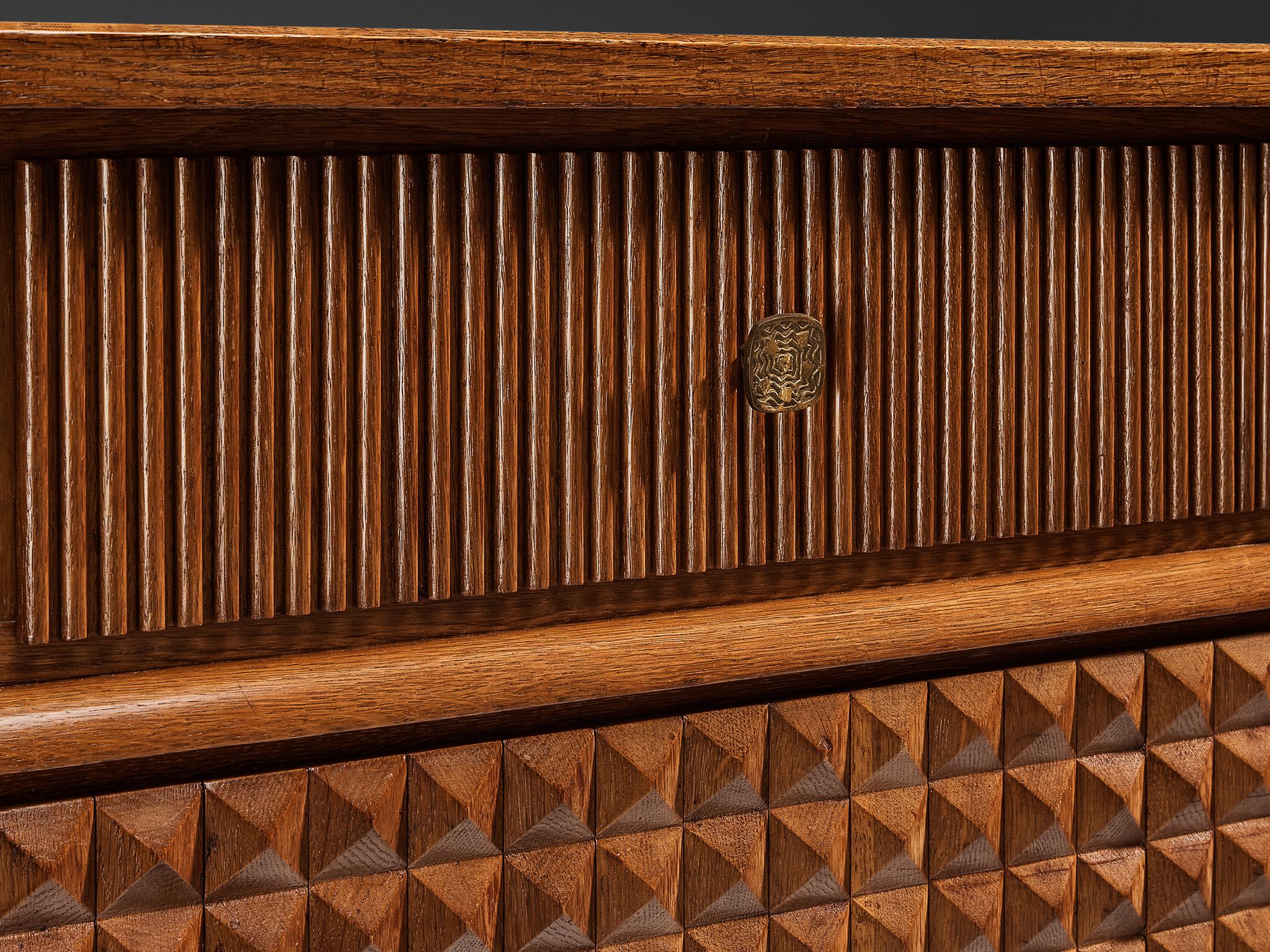 Ernesto Valabrega Sideboard in Stained Oak and Brass