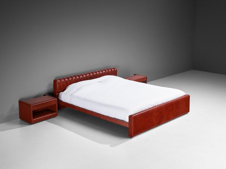 Luigi Massoni for Poltrona Frau Twin Bed 'Losange' with Nighstands