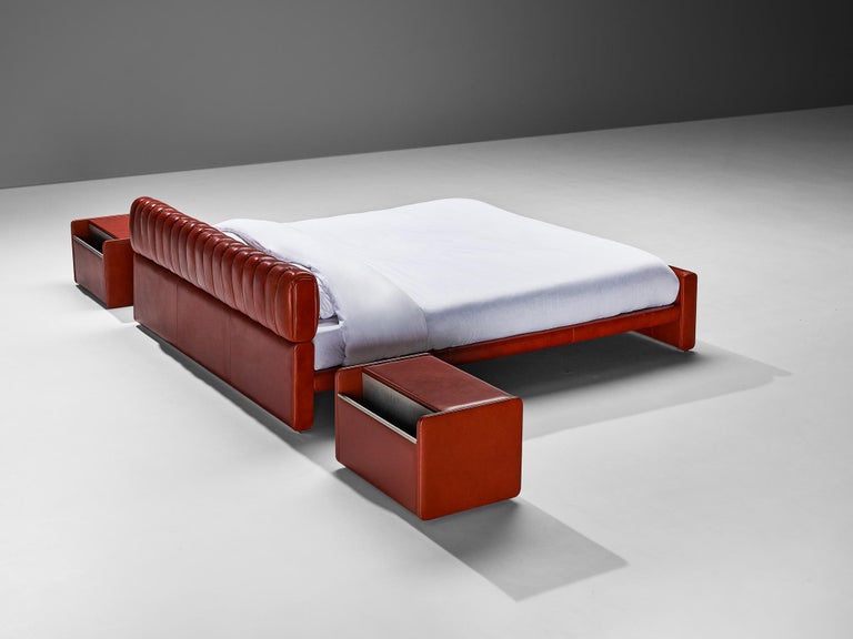 Luigi Massoni for Poltrona Frau Twin Bed 'Losange' with Nighstands