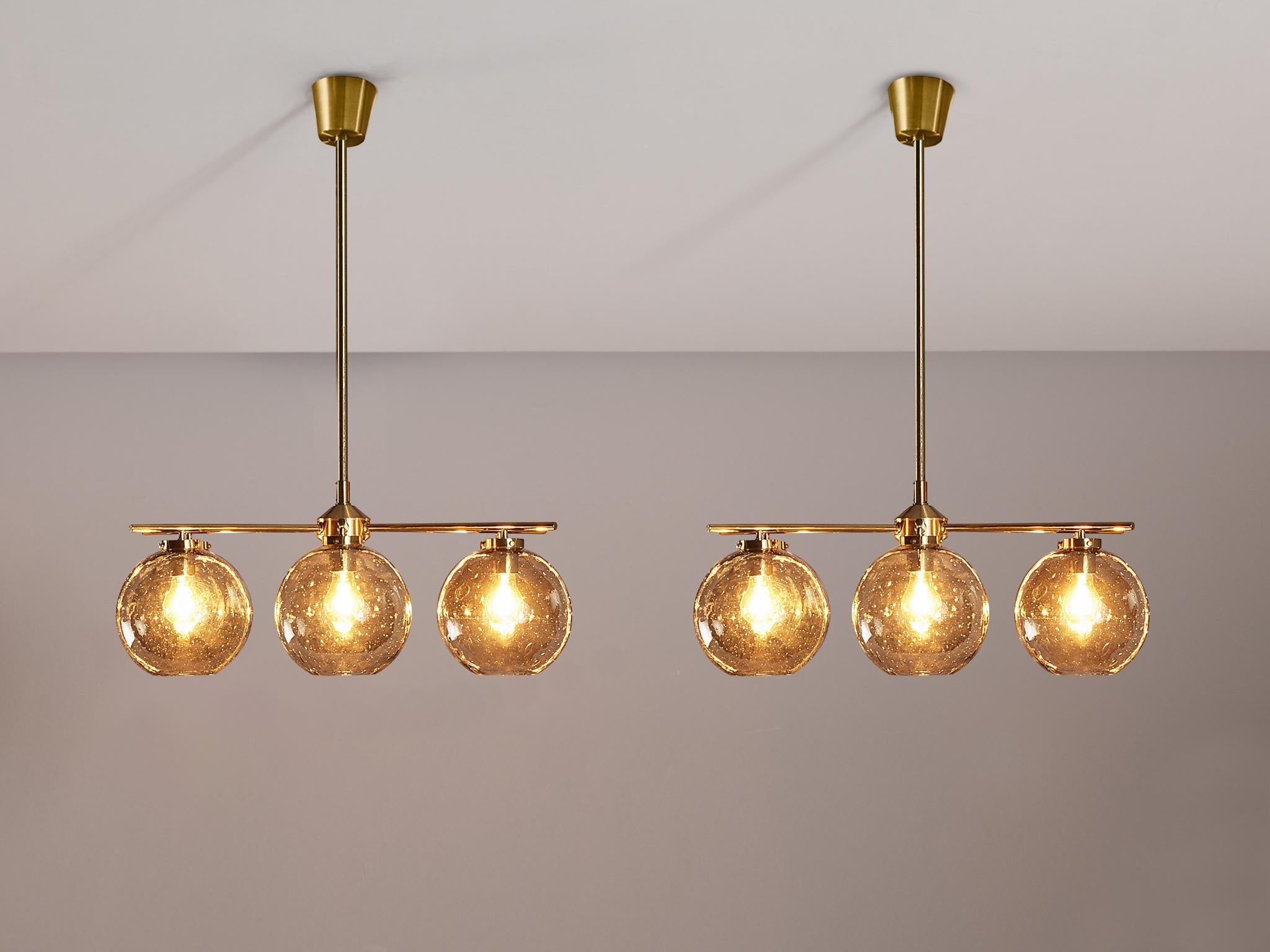 Holger Johansson for Westal Chandeliers in Brass and Smoked Glass