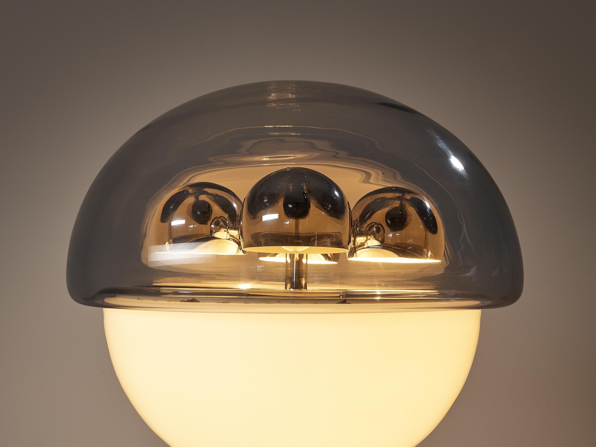 Selenova Postmodern Table Lamp with Glass Orb in Light Blue Glass & Perspex