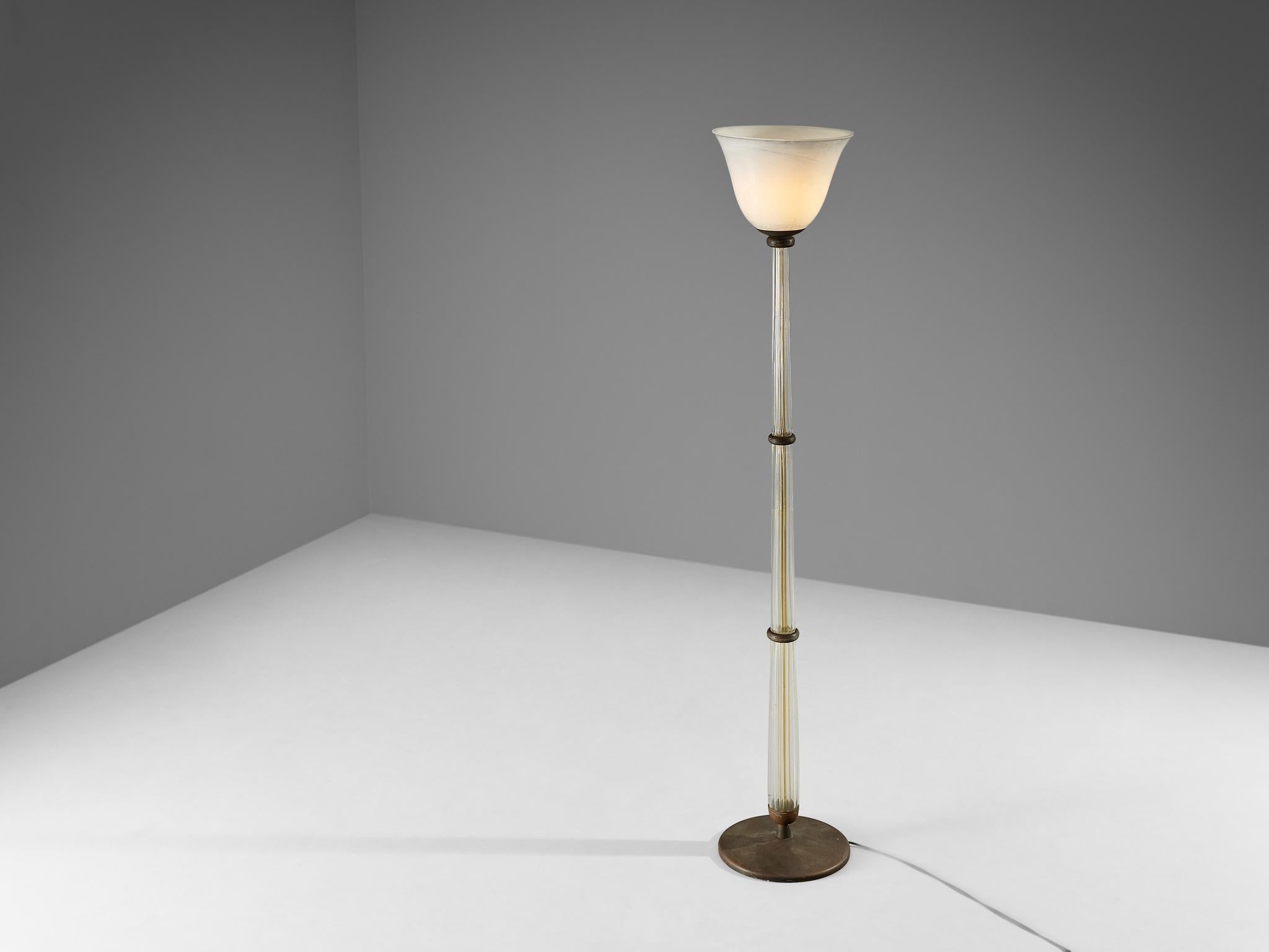 Tomaso Buzzi for Venini Floor Lamp in Glass and Gold Leaf