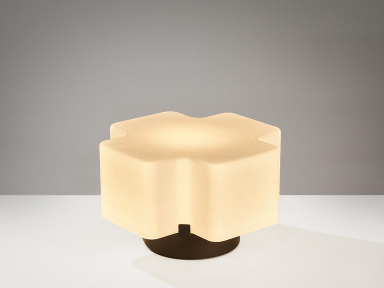 Rare Fontana Arte Table Lamp with Geometric White Glass Shade