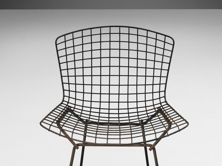 Harry Bertoia for Knoll Outdoor 'Side Chair' in Black Coated Steel