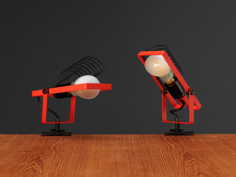 Ernesto Gismondi for Artemide First Edition 'Sintesi' Red Clamp Light