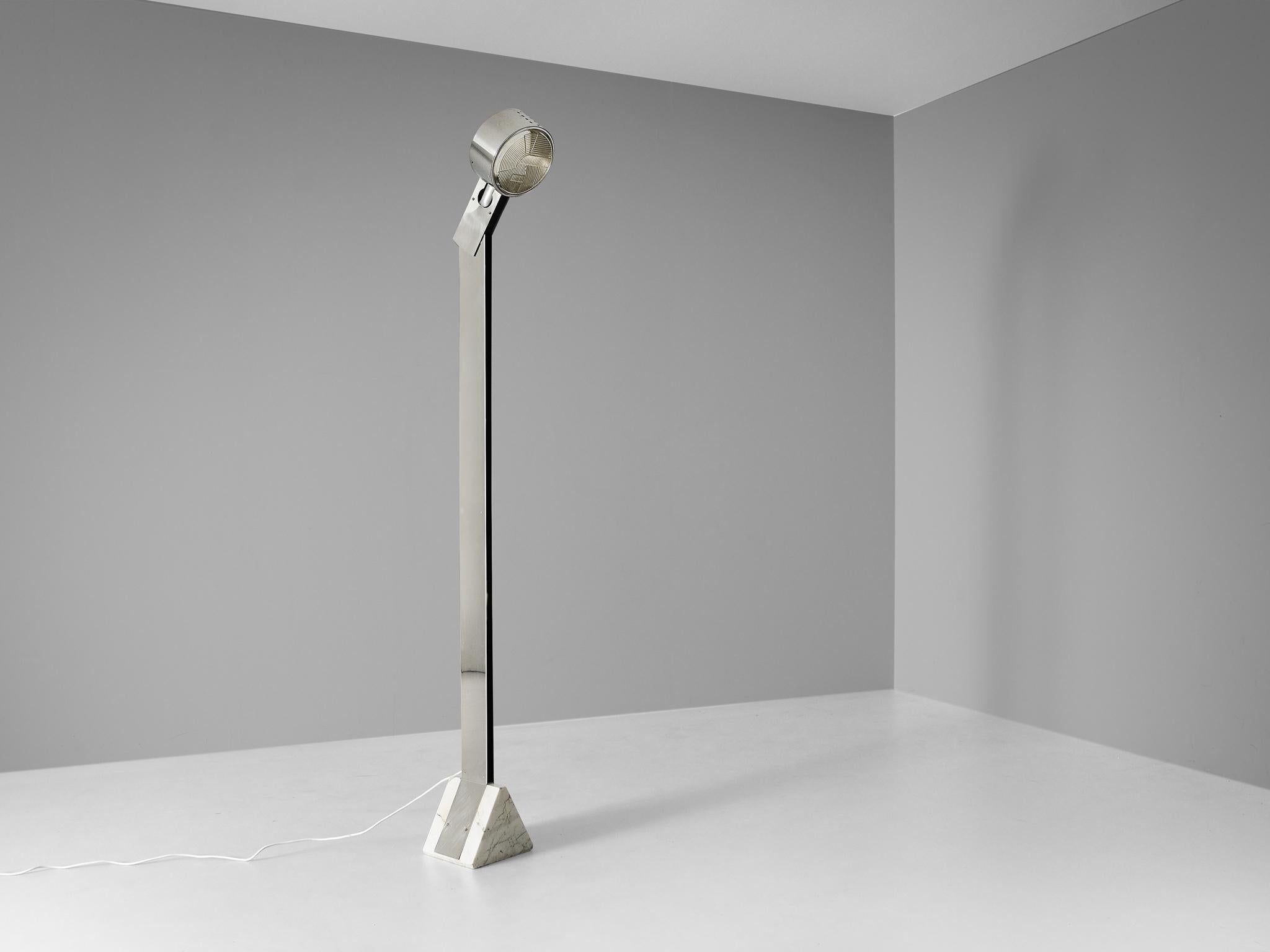 Rare G. Fantinato for Febo Luce 'Faro' Floor Lamp in Steel and Marble