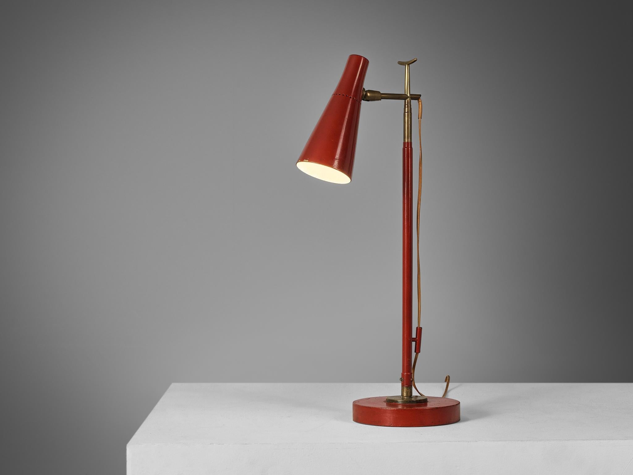 Angelo Ostuni and Renato Forti for O-Luce '201' Floor or Table Lamp in Red