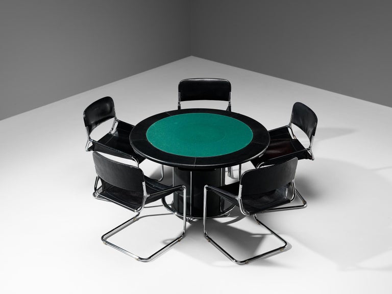 Post Modern Italian Game Table with Integrated Chess Board and Chairs