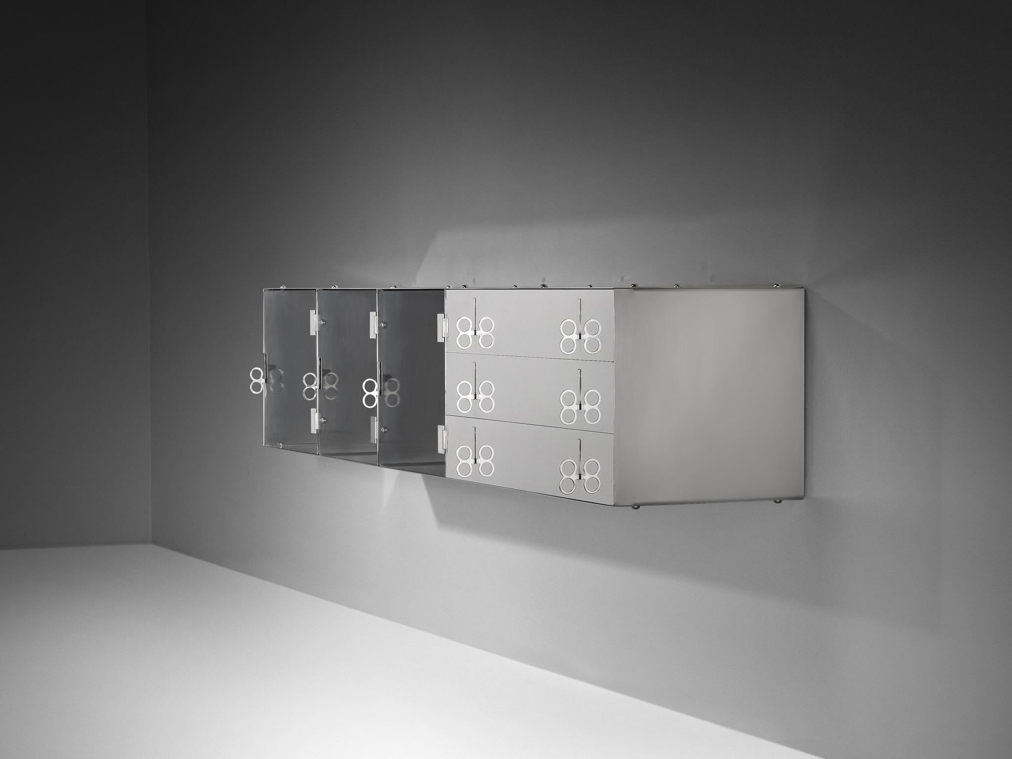Vittorio Introini for Saporiti Mirrored Sideboard in Polished Aluminum