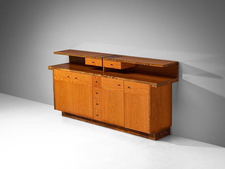 Italian Sideboard with Various Compartments in Wengé and Ash