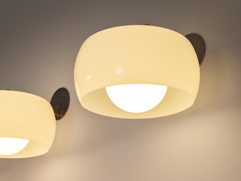 Vico Magistretti for Artemide Clinio Wall Lights in Glass & Nickel-plated Brass