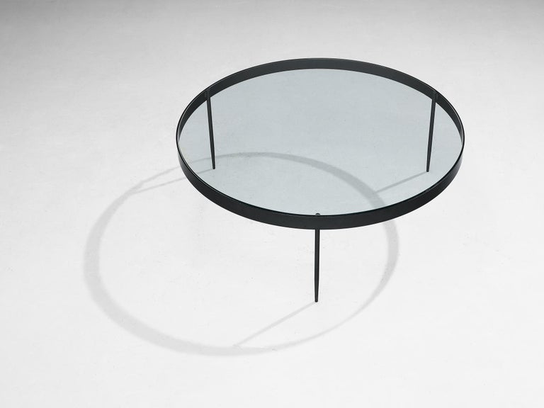 Janni Van Pelt Round Coffee Table in Black Metal and Glass