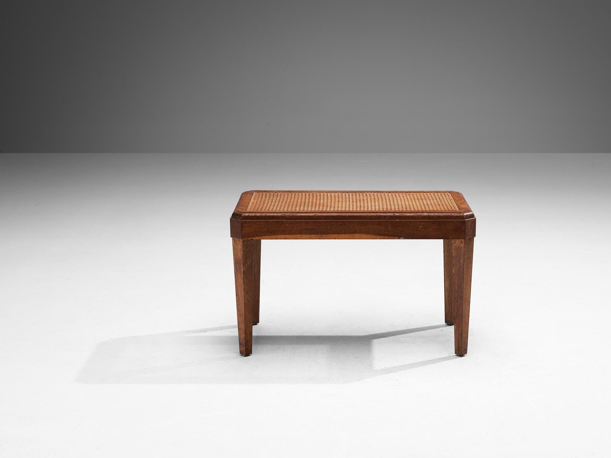 Elegant Side Table in Oak and Cane