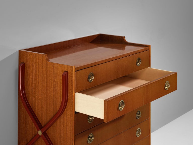 Tosi Arredamenti Chest of Drawers in Mahogany and Brass