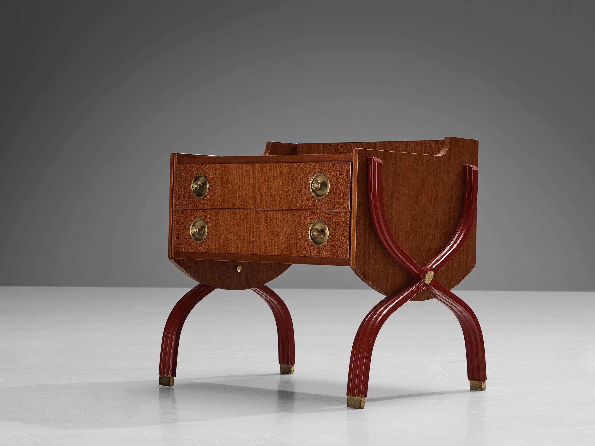 Tosi Arredamenti Pair of Cabinets or Night Stands in Mahogany and Brass