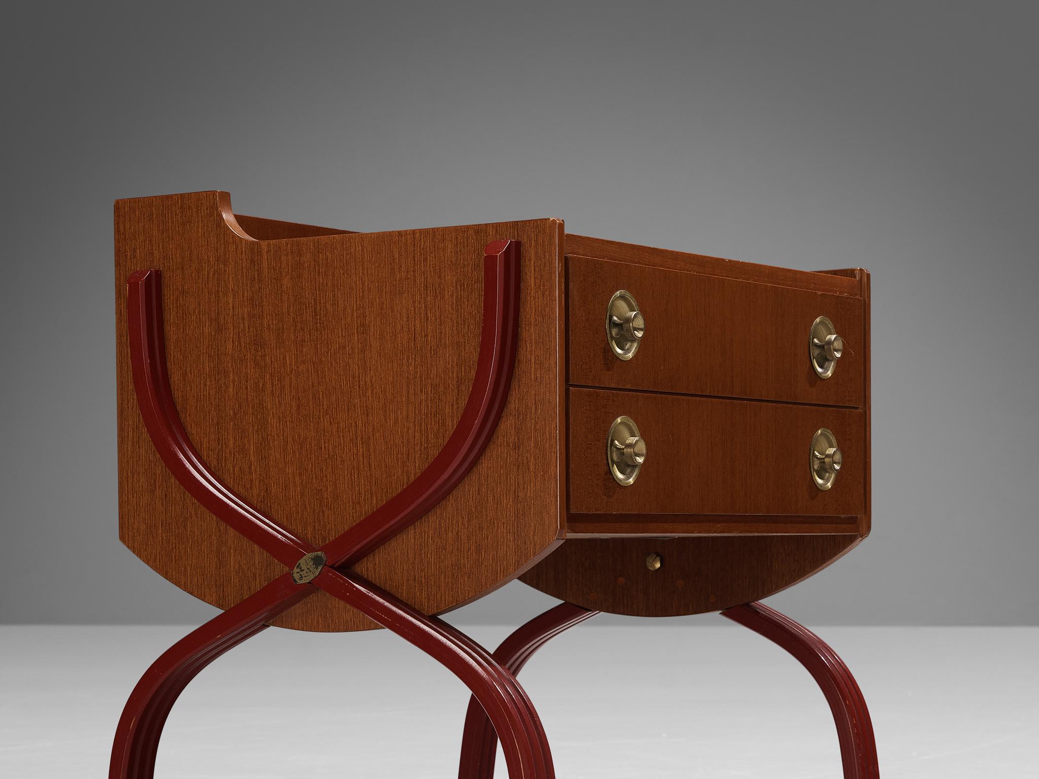 Tosi Arredamenti Pair of Cabinets or Night Stands in Mahogany and Brass