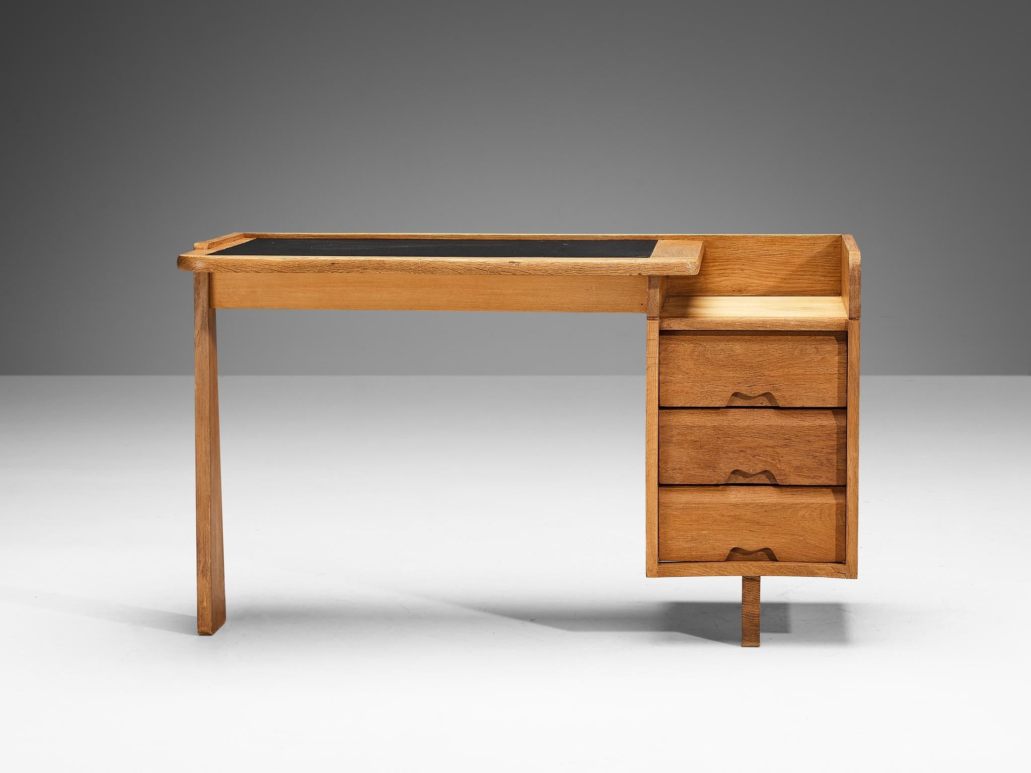 Guillerme & Chambron Writing Desk in Oak and Leather