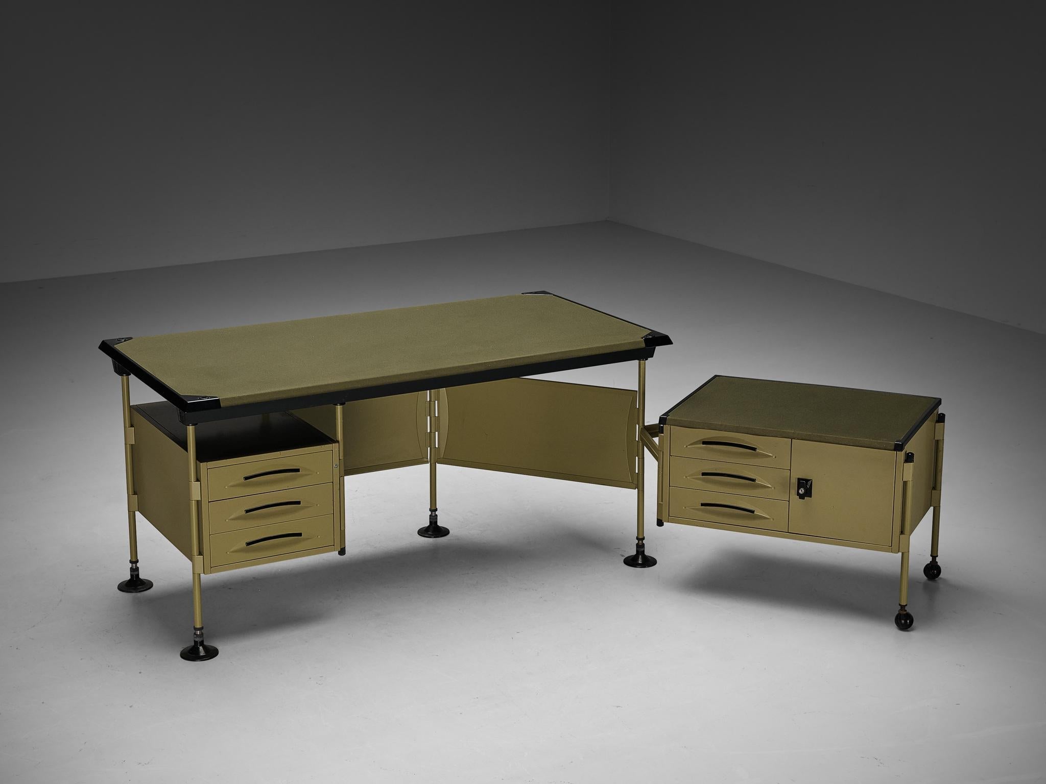 Studio BBPR 'Spazio' Corner Desk with Movable Cabinet