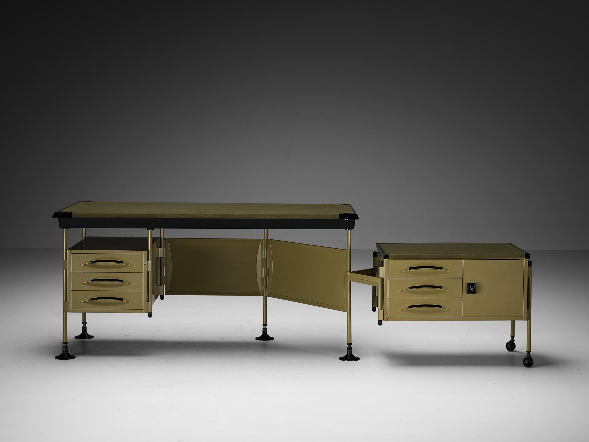 Studio BBPR 'Spazio' Corner Desk with Movable Cabinet