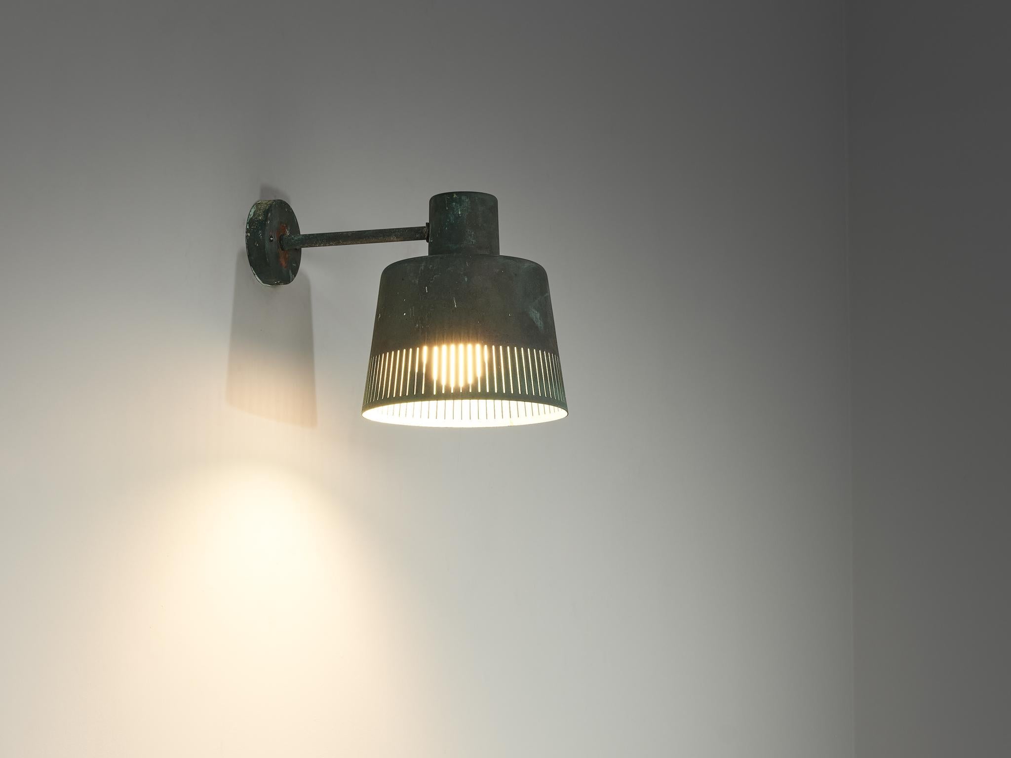 Hans Bergström for Ateljé Lyktan Wall Light in Patinated Copper