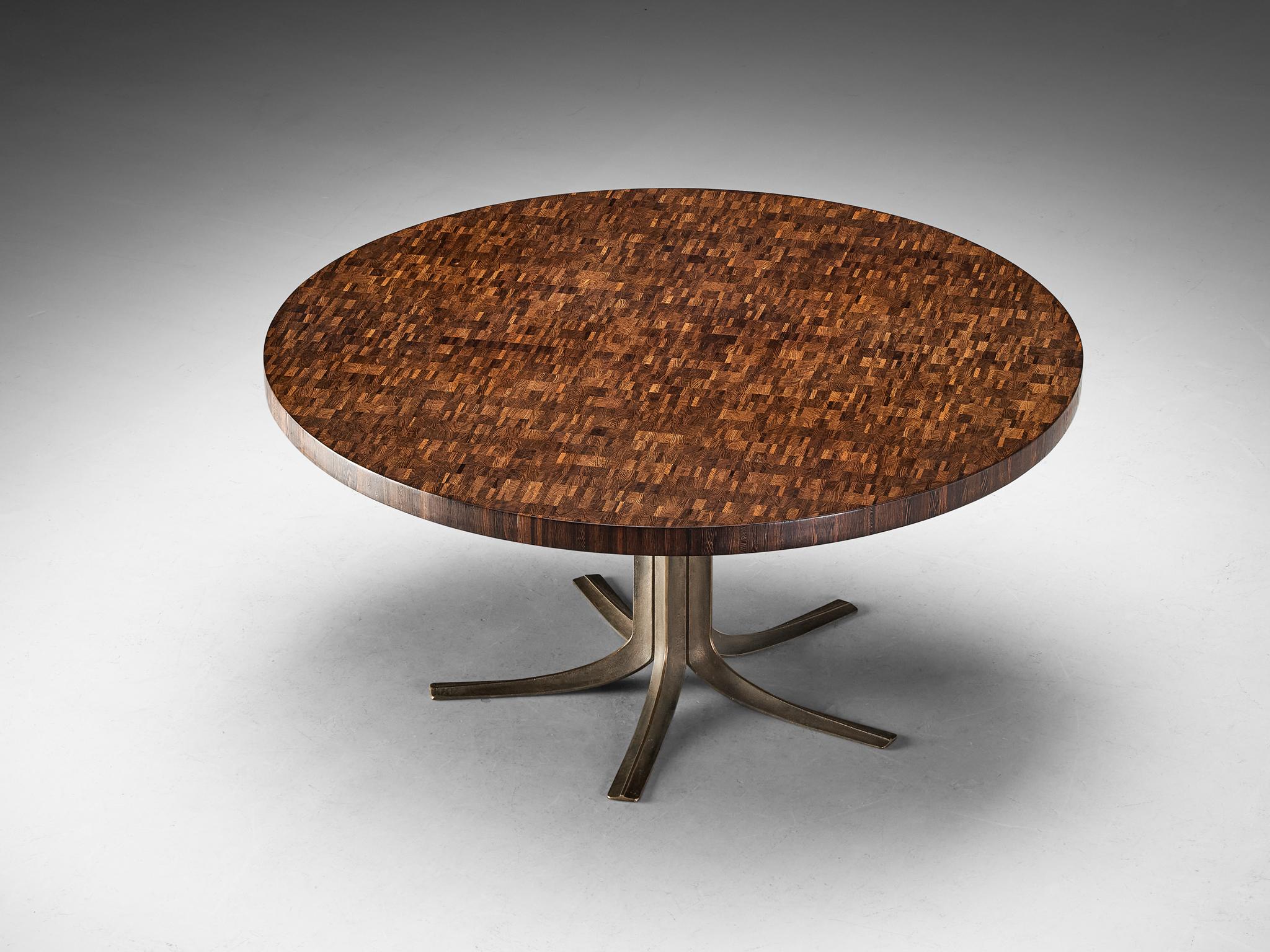 Jules Wabbes Center Table with Tulip Base in Wengé and Bronze