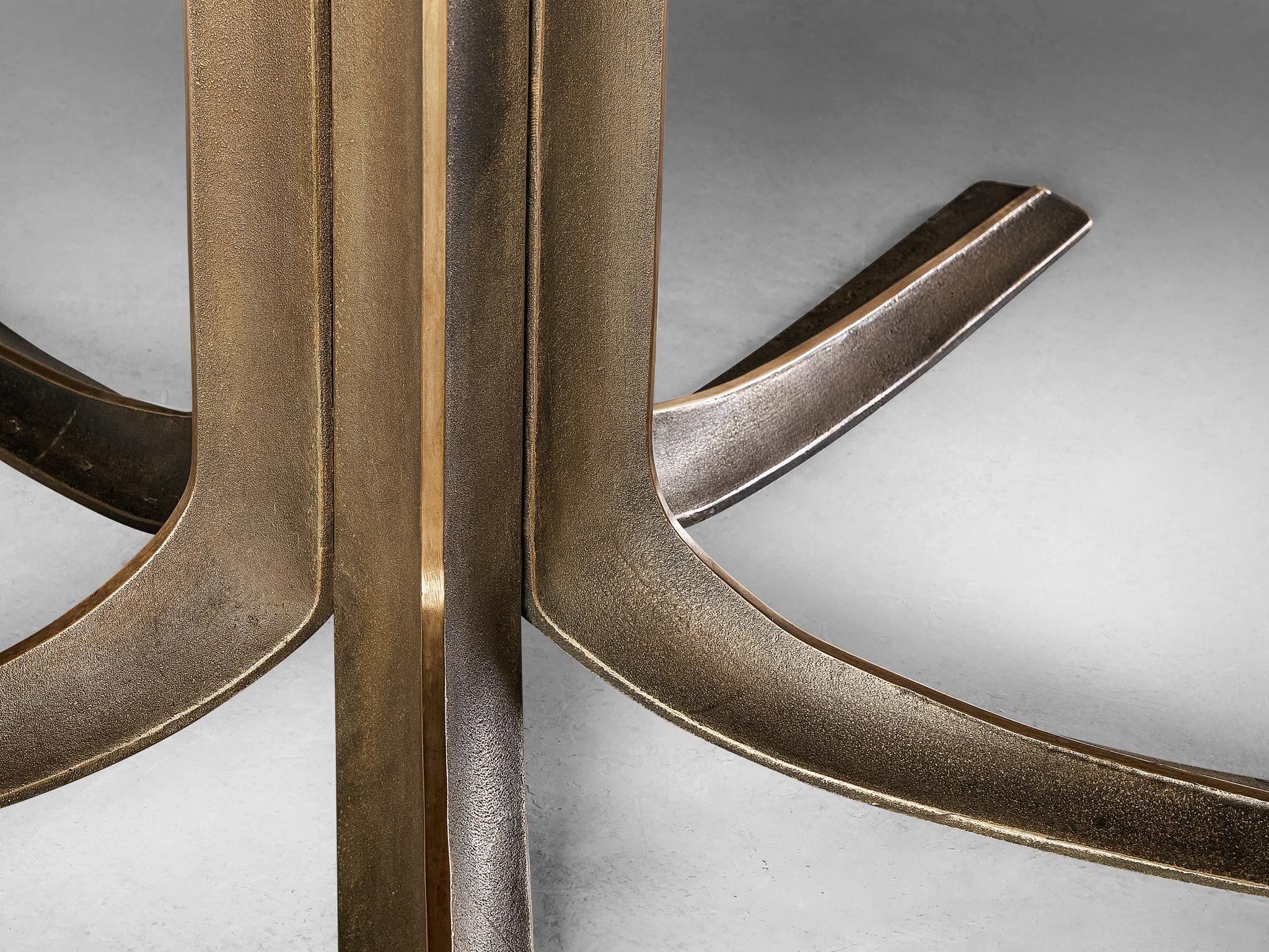 Jules Wabbes Center Table with Tulip Base in Wengé and Bronze