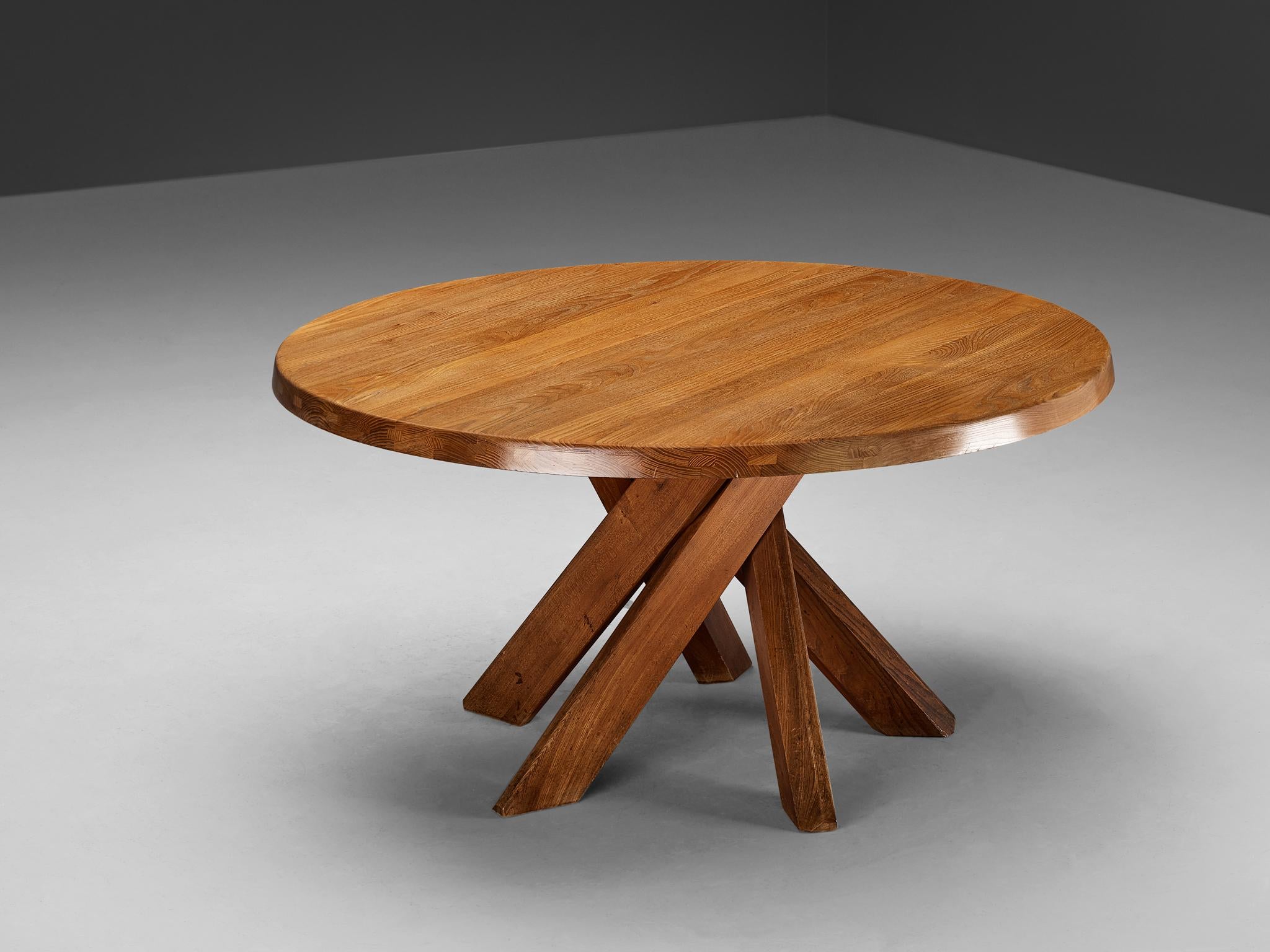 Early Pierre Chapo 'T21 D' Dining Table in Solid Elm