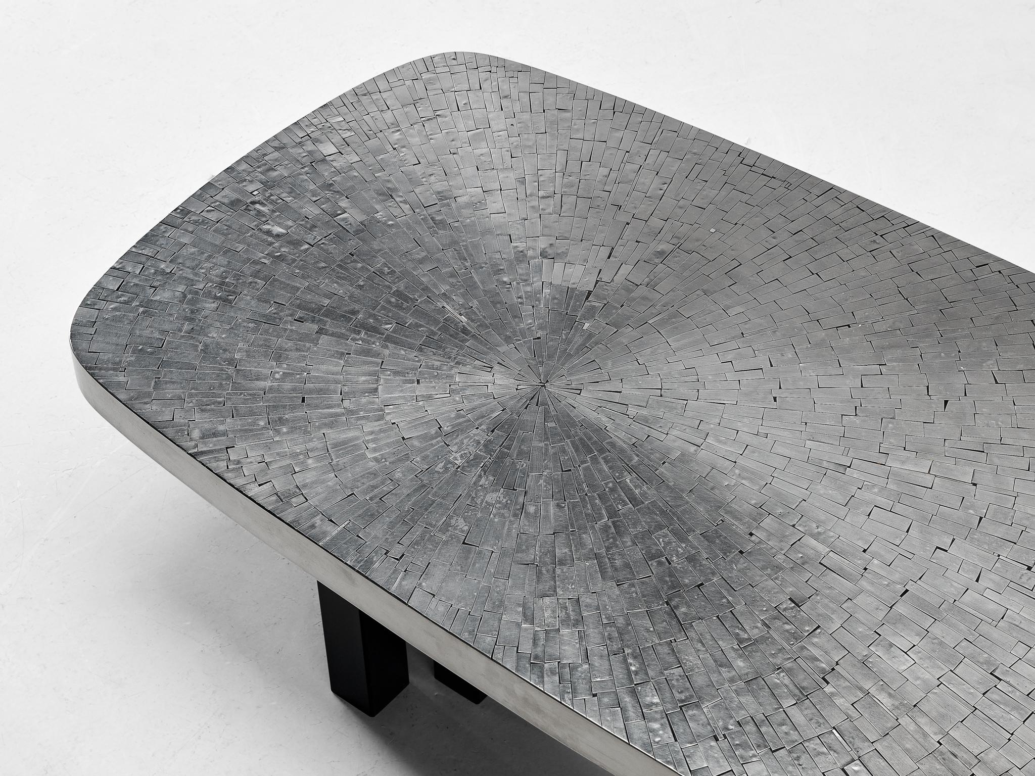 Jean Claude Dresse Mosaic Coffee Table in Stainless Steel