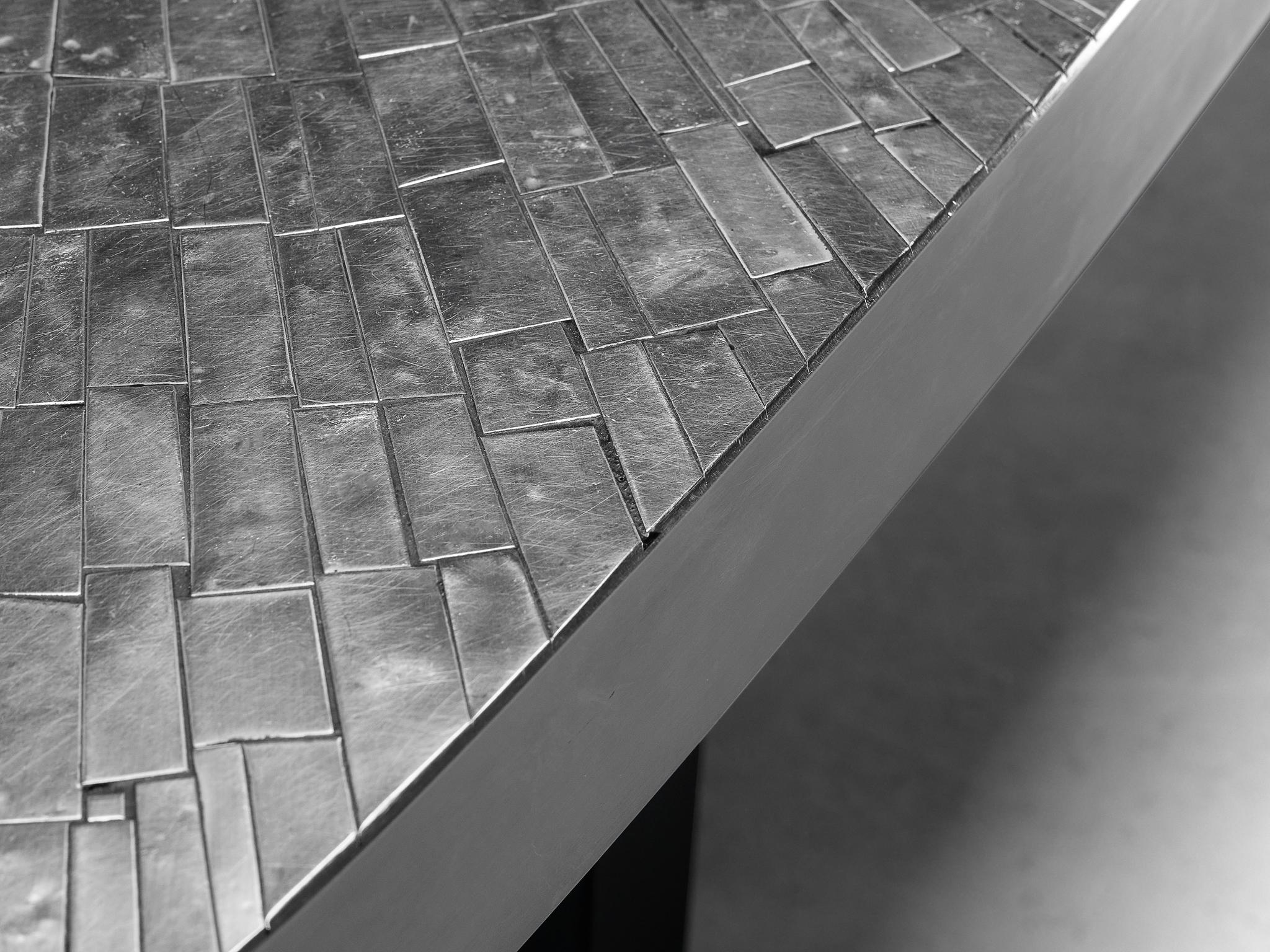 Jean Claude Dresse Mosaic Coffee Table in Stainless Steel
