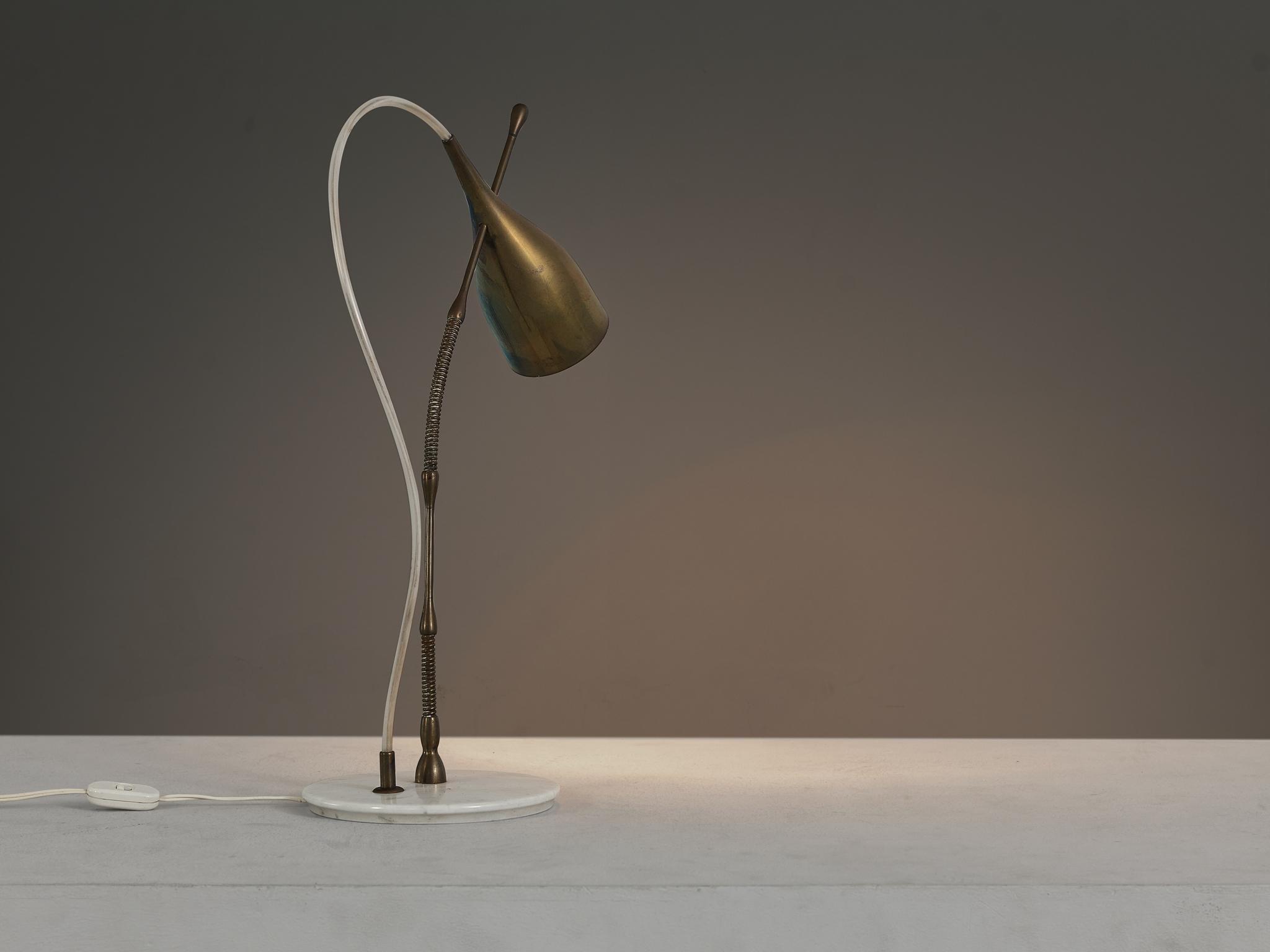 Angelo Lelii for Arredoluce ‘Lucinella’ Table Lamp in Brass and Marble