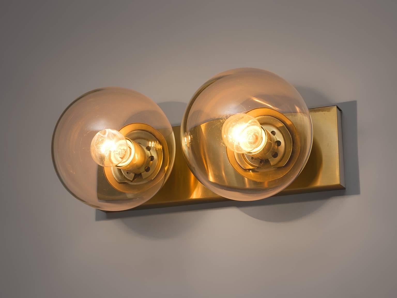 Set of Four Transparent Brass Wall Lights