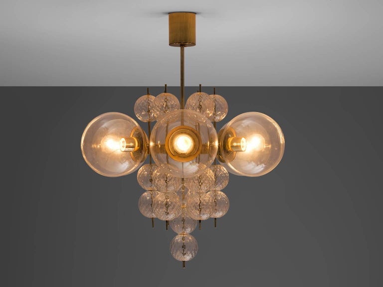 Chandelier with Brass and Glass Bulbs