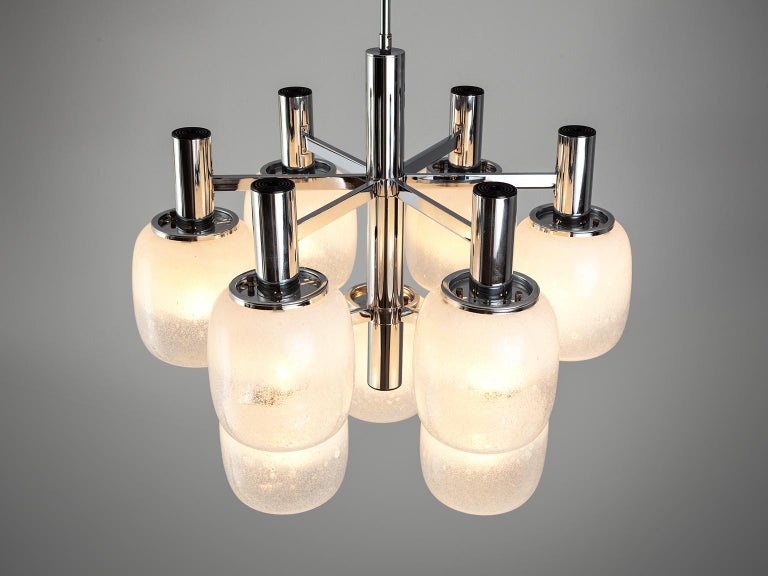 Targetti Sankey Chandelier in Murano Glass and Chrome-Plated Steel